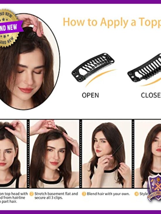 10 Inch Human Hair Topper with Swiss Base for Thinning Hair Coverage main image 7